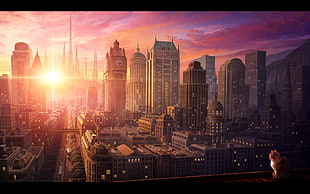 landscape view of city during sunrise