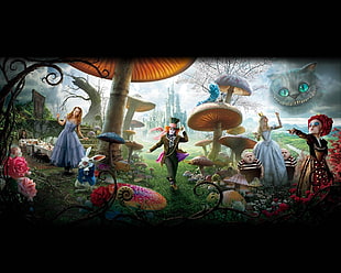 Alice in Wonderland digital wallpaper, digital art, movies, Alice in Wonderland