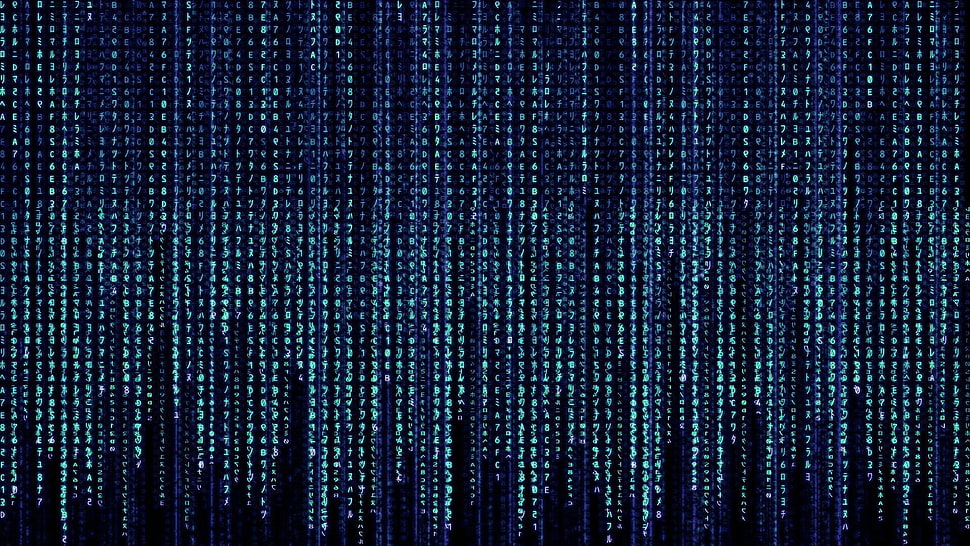 blue, kanji, The Matrix HD wallpaper