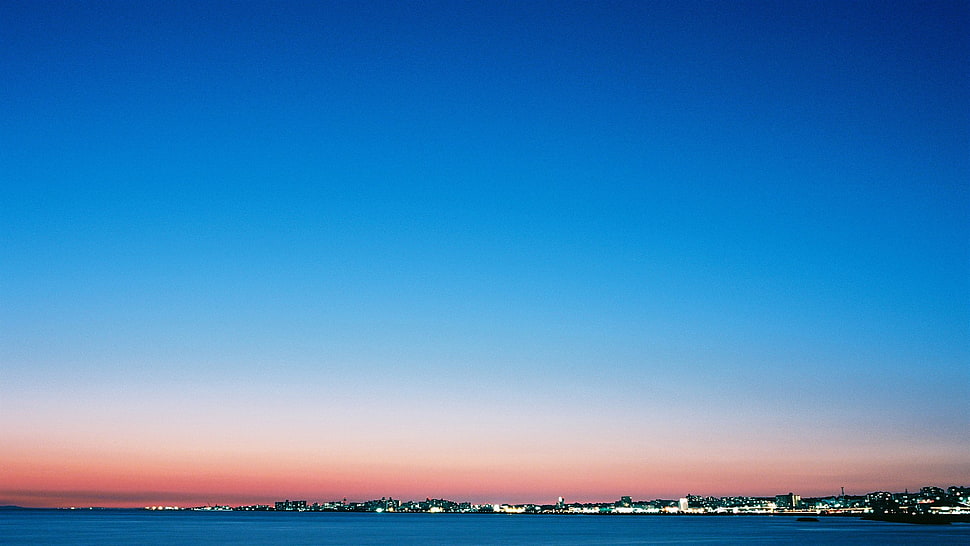 blue sky, sky, horizon, clouds, night HD wallpaper