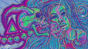 skull and woman painting HD wallpaper