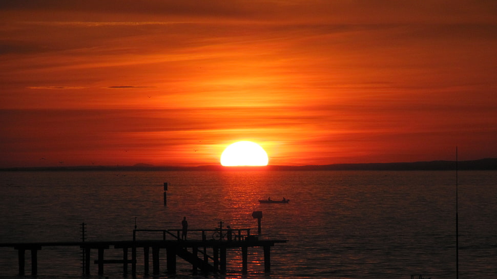 ocean with sunset, lake, Lake Constance, Bregenz, sunset HD wallpaper