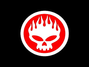 white and red skull logo HD wallpaper