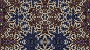 blue, brown, and beige kaleidoscope wallpaper, abstract