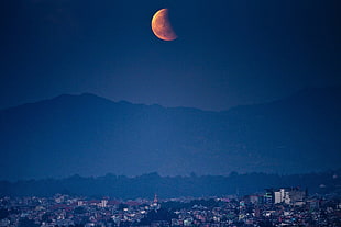 lunar eclipse during night time HD wallpaper
