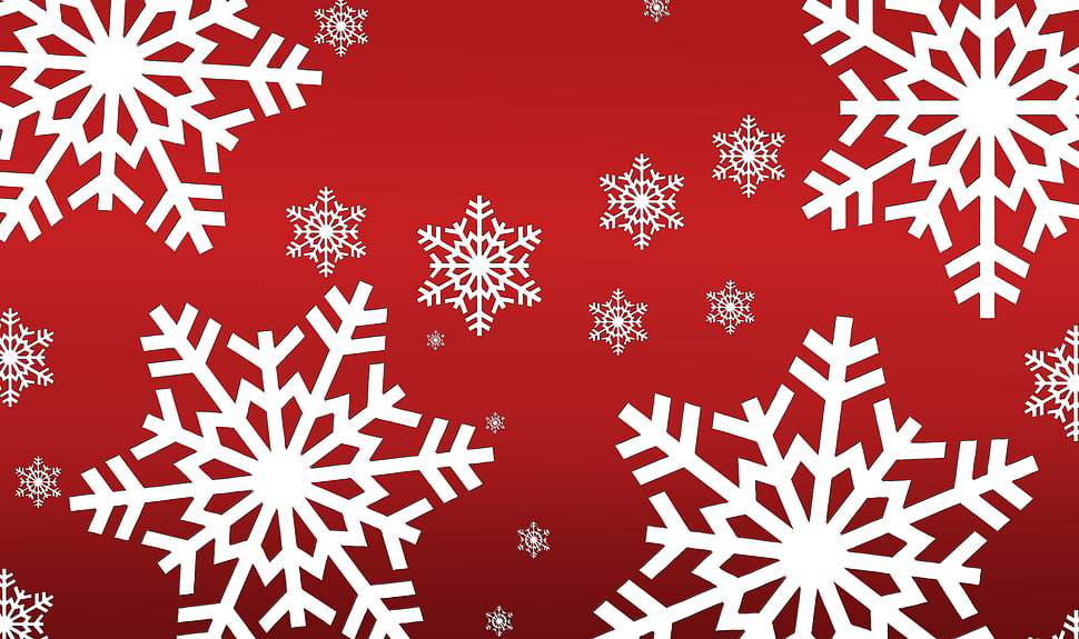 red and white snowflakes print wallpaper, Christmas, snowflakes, red, holiday HD wallpaper