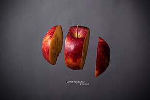 red apple fruit slice digital wallpaper, apples, fruit, red, food HD wallpaper