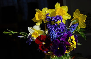 yellow, purple and red floral bouqet