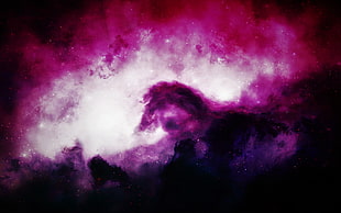 pink and black galaxy illustration, galaxy, pink, purple, black