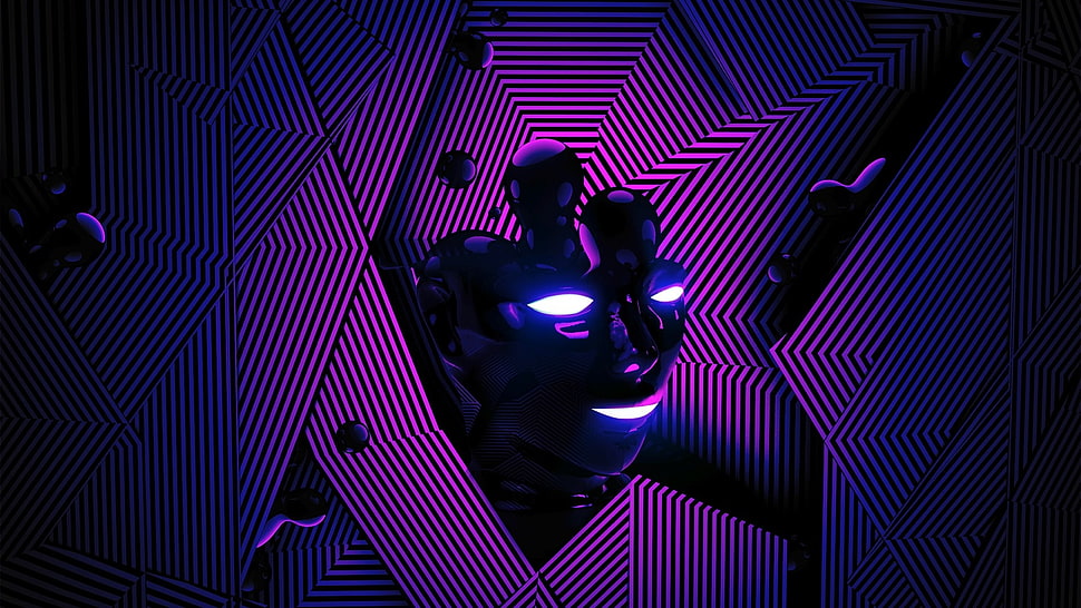 two robot forming human face illustration, digital art, render, abstract, lines HD wallpaper