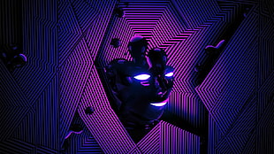 two robot forming human face illustration, digital art, render, abstract, lines HD wallpaper
