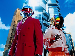 men's red peacoat, Daft Punk HD wallpaper