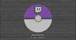 white and purple Pokemon Pokeball logo