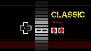 Nintendo Classic advertisement, minimalism, controllers, Nintendo, video games
