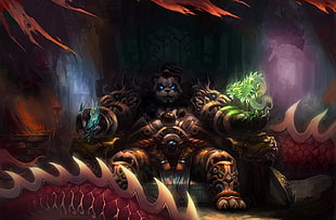 warrior panda illustration,  World of Warcraft, fan art