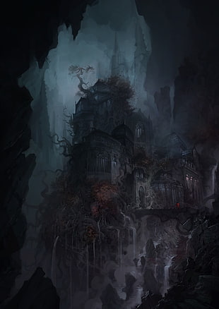black hunted house painting, Castlevania: Lords of Shadow, video games, concept art, Castlevania HD wallpaper