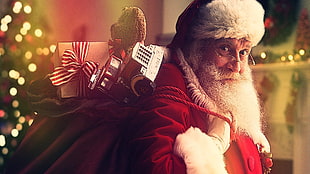 Santa Claus poster, Santa Claus, lights, toys HD wallpaper