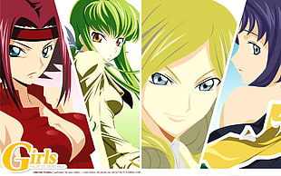 anime wallpaper, Code Geass, C.C., red, green