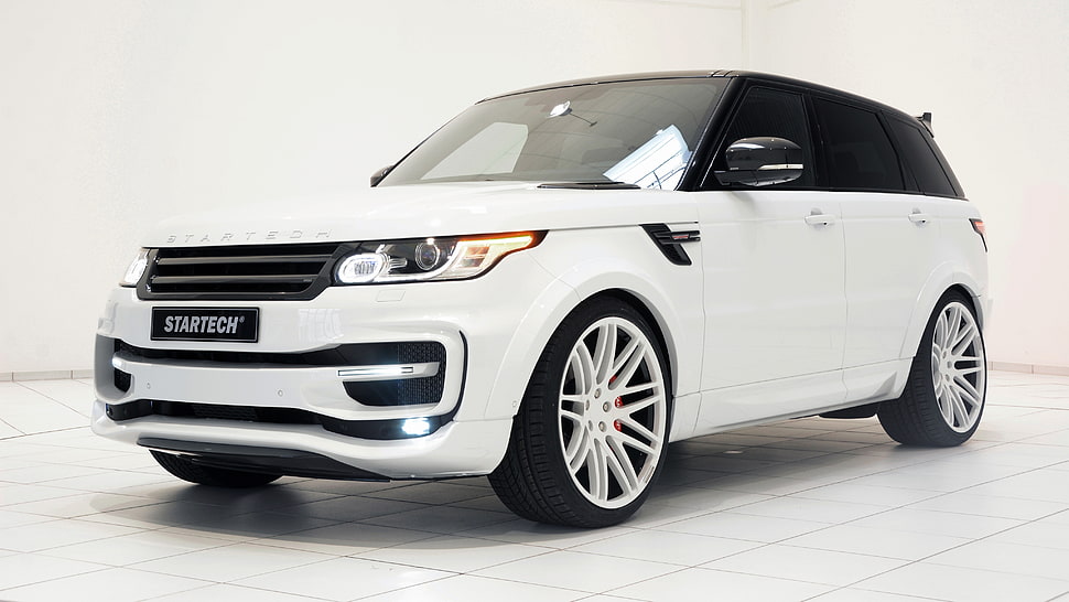 white Range Rover Stratech SUV HD wallpaper