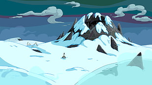 mountain covered by snow cartoon illustration, Adventure Time, cartoon HD wallpaper