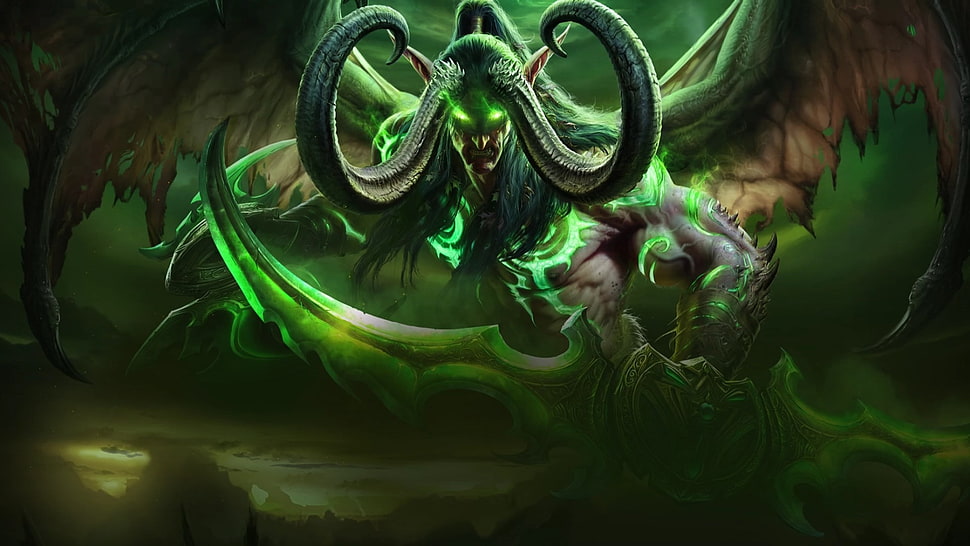 Terror Blade Dota 2 wallpaper, World of Warcraft: Legion, Illidan Stormrage, Glaive, demon horns HD wallpaper