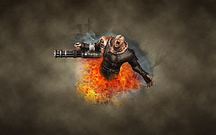 man holding weapon 3D wall paper