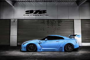 blue coupe, Nissan GTR, LB Performance, Super Car 