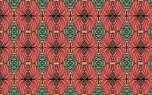 orange, brown, and green symmetrical pattern