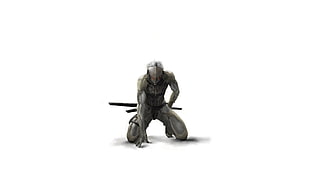 gray assassin suit illustration HD wallpaper