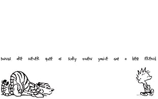 white background with text overlay, Calvin and Hobbes