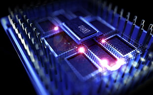 black and blue computer processor, CPU