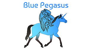 blue pegasus clip art, Fairy Tail, horse, Pegasus, blue