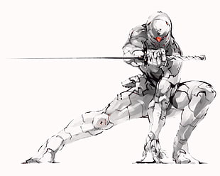 swordsman illustration, sword, Metal Gear Solid  HD wallpaper