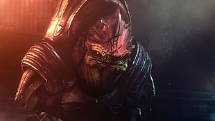 monster wearing armor illustration HD wallpaper