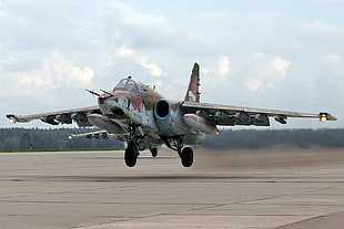 black and gray motor scooter, SU-25 Frogfoot, Russian Air Force, airplane, aircraft HD wallpaper