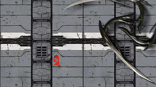 gray and black digital wallpaper, Warframe, fantasy weapon, Glaive, Grineer (Warframe)