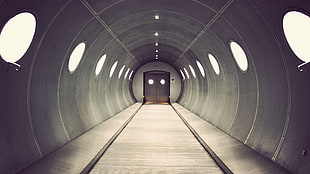 gray steel tunnel, industrial