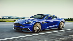 blue coupe, car, Aston Martin, blue cars, Aston Martin Vanquish HD wallpaper