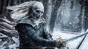 zombie holding sword wallpaper, Game of Thrones, The Others, snow, TV