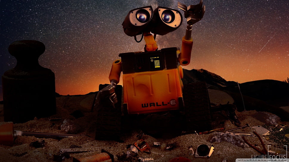 black and orange Wall-E robot illustration, WALL-E HD wallpaper