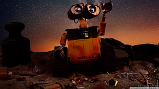 black and orange Wall-E robot illustration, WALL-E