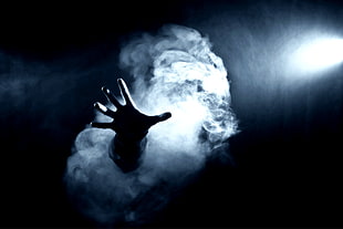person's right hand, photography, smoke, mist, digital art HD wallpaper
