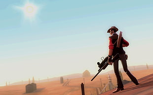 man holding rifle video game screenshot
