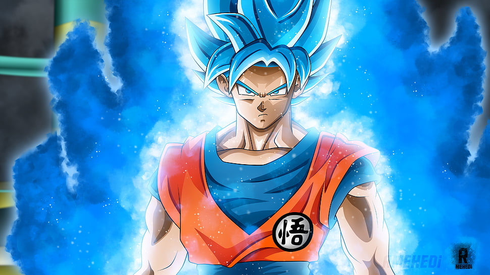 Super Saiyan God Goku illustration HD wallpaper
