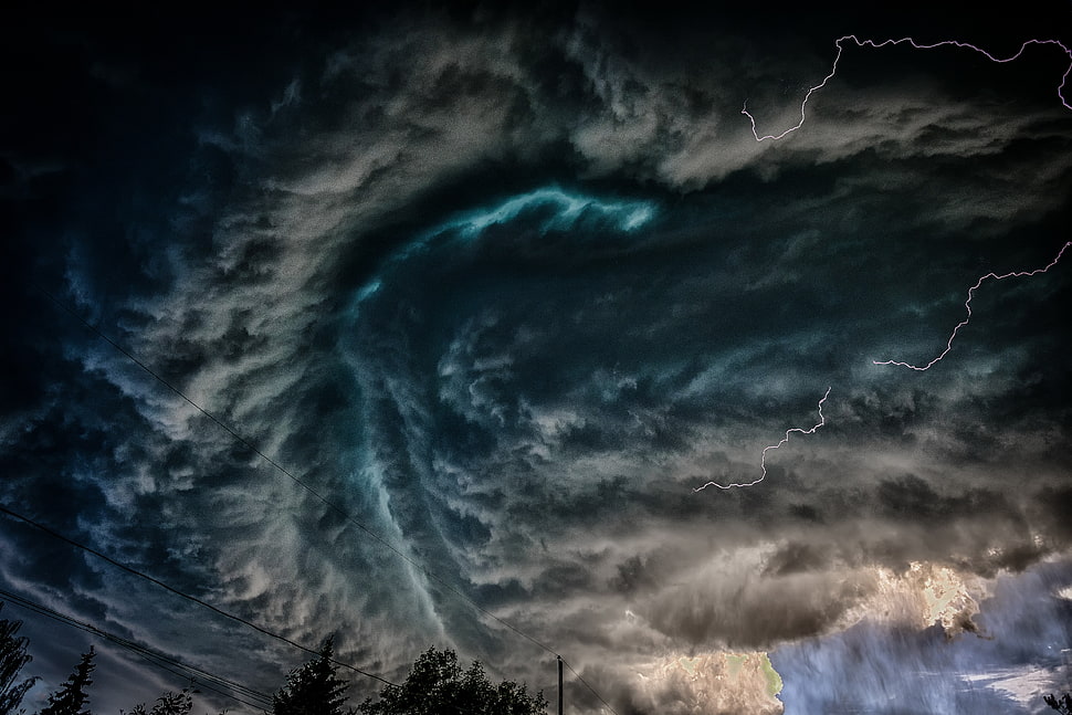 black and gray fur textile, sky, storm, tornado HD wallpaper