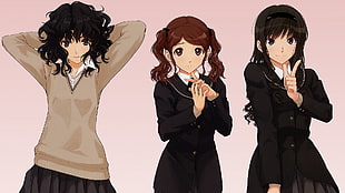 three girls anime characters HD wallpaper