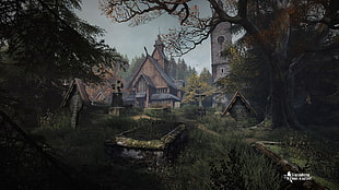 brown and black house painting, The Vanishing of Ethan Carter, video games, cemetery