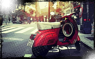 black and white motor scooter, Vespa, pop art, italian, vehicle
