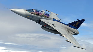 gray fighter jet, JAS-39 Gripen, military aircraft, military, Swedish