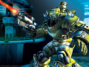 yellow and green robot graphic art, Unreal Tournament 2004, Unreal Tournament, video games HD wallpaper